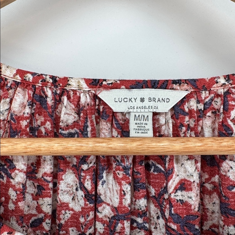 Lucky Brand Boho Spring peasant top Floral Long Sleeve lightweight Women's Med - Picture 3 of 8